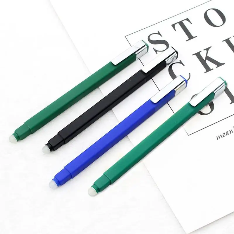0.5mm Erasable Ballpoint Pen Square Metal Pen Clip Student Writing Plastic Materials Student Stationery Office Black Ink Pen|Ballpoint Pens| - AliExpress