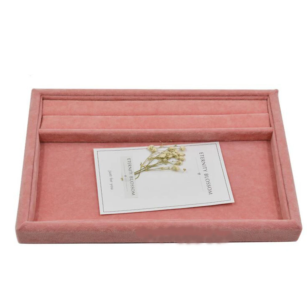 

SZanbana Velvet Jewelry Multi Display Tray Earing Organizer Box Ring Showcase Bracelet Plate Necklace Hold Management Container