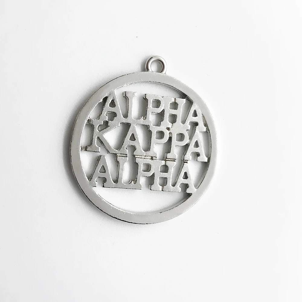 Популярная круглая металлическая гравировка большого размера ALPHA KAP ALPHA Word charm греческая буква society Сестринство самодельные Украшения, Аксессуары