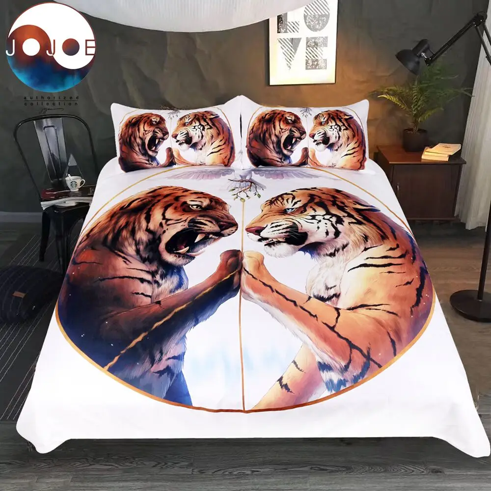 Peace by JoJoesArt Bedding Set Two Tigers Duvet Cover With Pillowcase