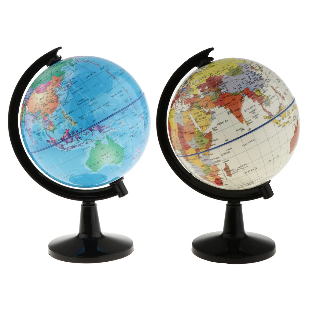 2Pcs WORLD GLOBE Rotating Swivel Map Regional Earth Atlas Geography diameter Educational Gift 10.6cm