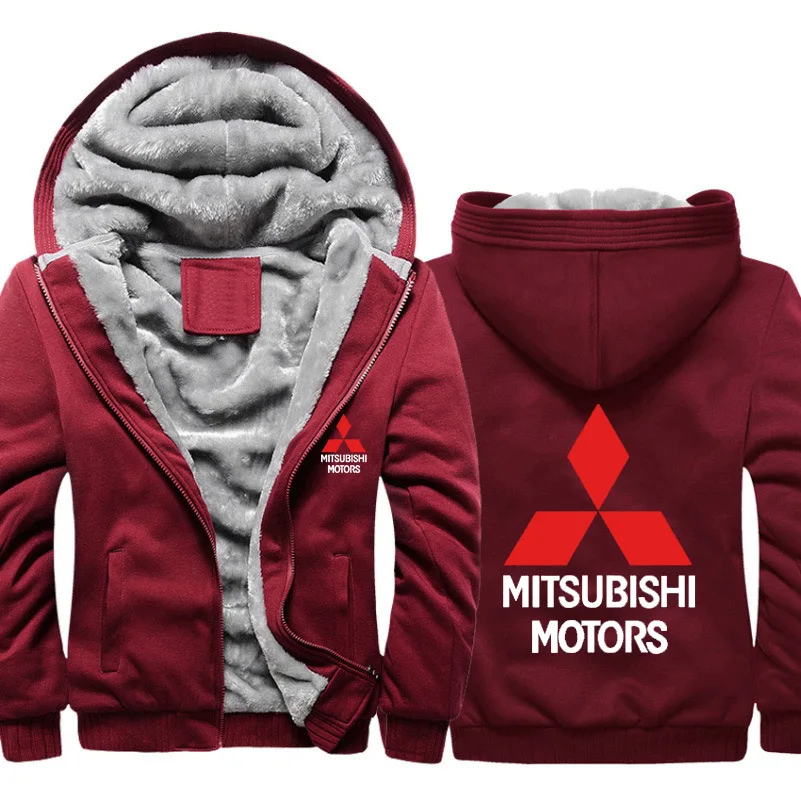 Толстовки для мужчин Mitsubishi с логотипом автомобиля, куртка с капюшоном для мужчин, зимний толстый теплый флис, хлопок, одежда реглан на молнии, мужские спортивные костюмы
