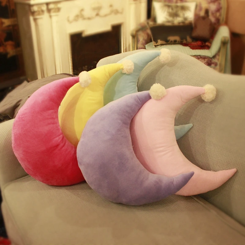 Solid-colored Sky Series Plush Pillow Stuffed Moon, Star Plush Toys Soft Cushion Nice Sofa Pillow Kawaii Christmas Gift for Girl 3