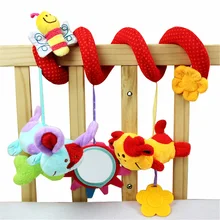 

multifunctional soft baby rattles mobiles animal toddler bed wrapping car winding hanging safety mirror baby toys coral velvet