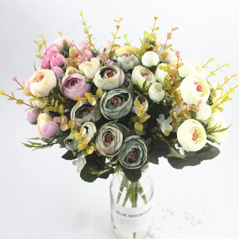 

10 head / 1 bundle of silk artificial plant flowers Christmas home wedding New Year decoration rose bridal bouquet accessories