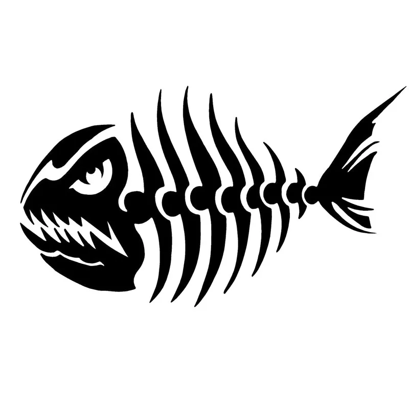 17 8 10 Cm Ikan Kerangka Tubuh Decals Lucu Kartun Sepeda Motor