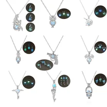 8 стилей светится в темноте ожерелья для женщин Русалка ключ Сова Пистолет Дракон ананас светящиеся бусины клетка модные подвески, ювелирные изделия