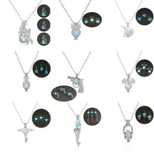 8 estilos resplandor en el oscuro collares para mujeres de owl arma dragón piña luminosa cuentas jaula colgante de joyería de moda