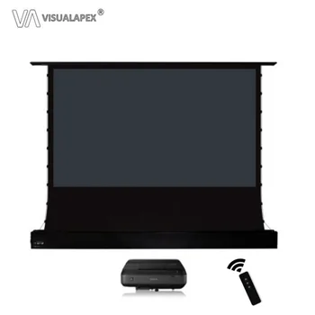 

16:9 HDTV High quality electric free-standing floor-rising projector screens with ambient light rejecting canvas