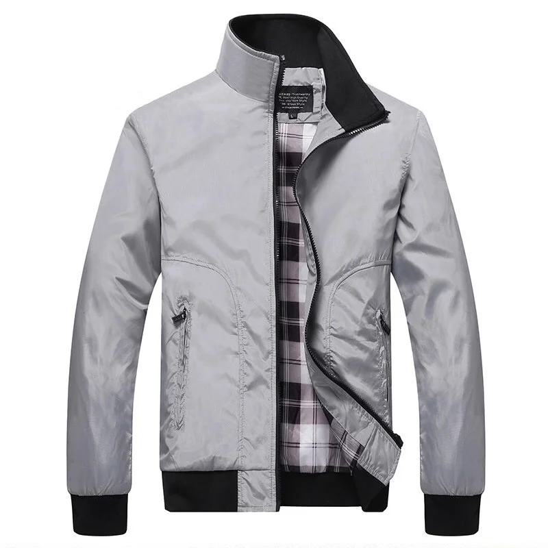 

2019 New Man Casual Autumn Stand Jacket Cotton Outwear Patchwork Man Coat Size M-4XL