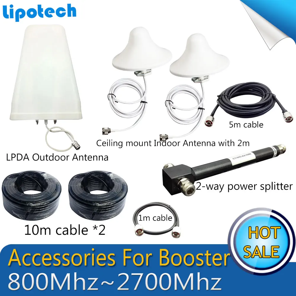 

800-2700MHz Log-periodic Outdoor Antenna indoor Antenna Cables Full Set Accessories For GSM UMTS 3G 4G Mobile Signal repeater