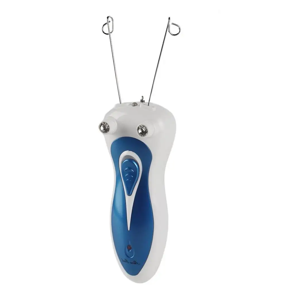 Профессиональная электрическая машинка для женского тела для удаления волос лазерный эпилятор ощипыватель перьев хлопковые нить депилятор бритва Леди средство для удаления волос - Цвет: white  blue