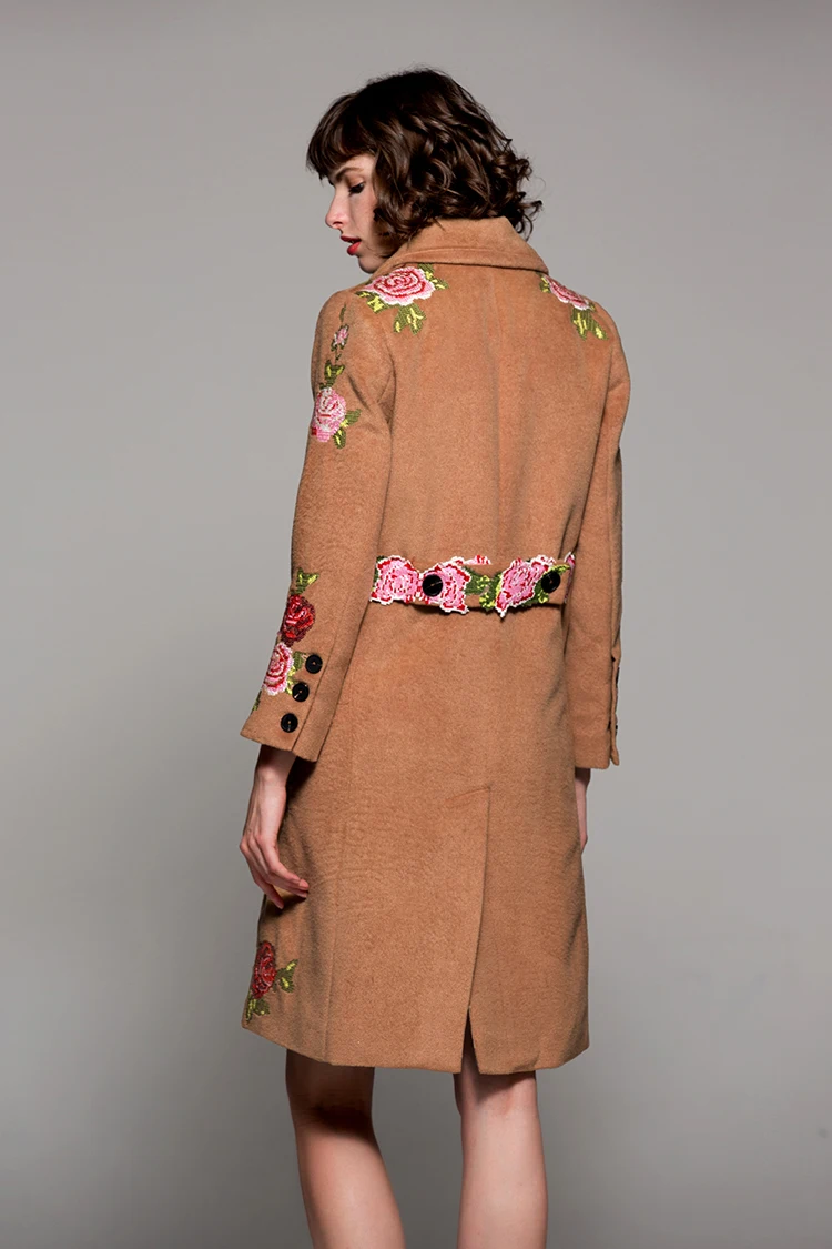 Благородная смесь, Ранняя весна, английская Женская мода, отложной воротник, двубортный, высший сорт, длинное пальто Королевского Цвета Верблюда