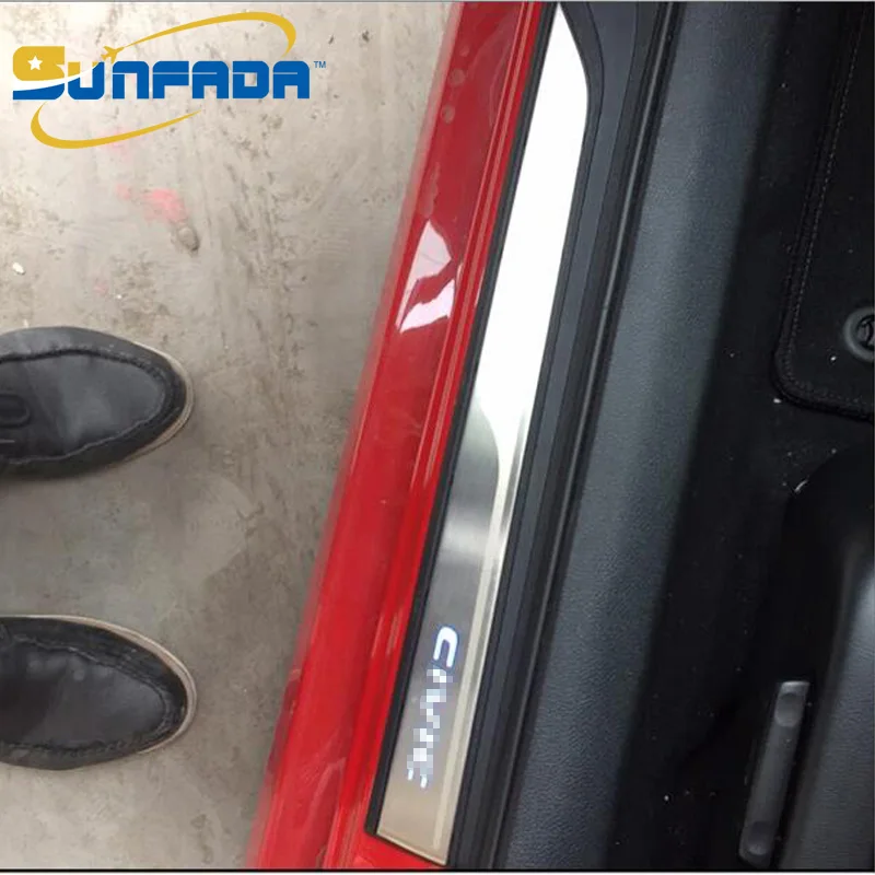 Prix pour Date D'origine Qualité Bleu Lumière LED Porte Sill plat D'usure De Voiture-couvre Pour HONDA CIVIC 2016 2017 Voiture-styling Accessoires Prix pour Date D'origine Qualité Bleu Lumière LED Porte Sill plat D'usure De Voiture-couvre Pour HONDA CIVIC 2016 2017 Voiture-styling Accessoires