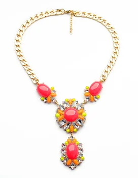 

N01007 Fashion Jewelry New Arrival Factory Wholesale High Quality Acrylic Shiny Gold Color Necklace Coral Bubble Pendant