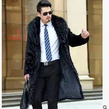 Мужские зимние пальто из искусственного меха норки, повседневные Черные Длинные мужские пальто большого размера, мужские пальто из искусственного меха, Jaqueta Masculina K109