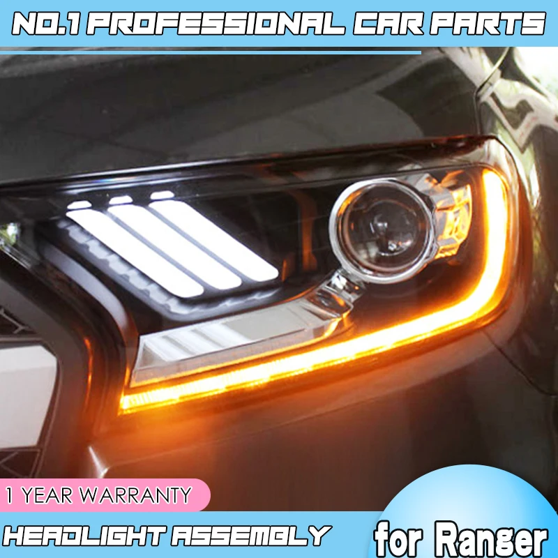 BiNFU стайлинга автомобилей для Ford Ranger светодиодные фары с двойной линзы и plug and play дизайн H7 или D2H Bubl