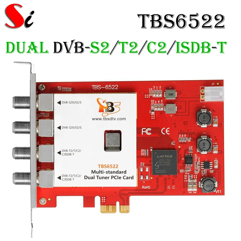 

TBS 6522 DVB-S2X/S2/S/T2/T/C2/C/ISDB-T Multi-standard Dual TV Tuner PCI-e Card