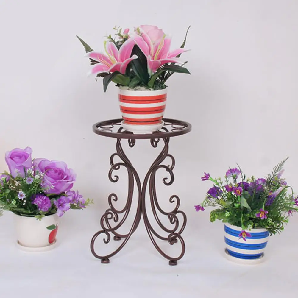 

Indoor Balcony Single Layer Iron Flower Rack European Style Retro Creative Metal Flower Pot Display Shelf Home Decoration