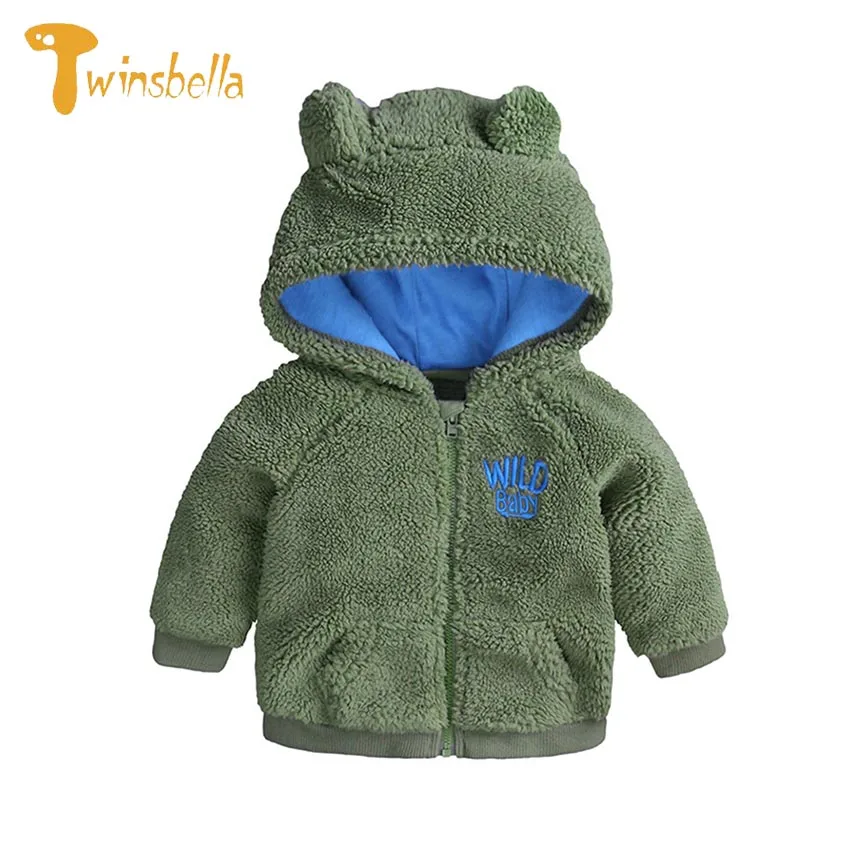 Twinsbella Baby Boys Fleece Jackets Thicken Warm Baby Outerwear New 2018 Autumn Baby Hooded Jackets Roupa Infantil Warm Cotton