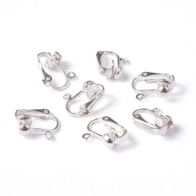 

10pcs/Lot Iron Clip-on Earring Components for non-pierced ears Silver Color about 13.5mm wide,15.5mm long,7mm thick