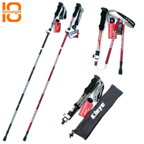 Liga de Alumínio Tenneight Ultraleve Quick Lock Pólos Trekking Vara Dobrável 5 Seção Nórdico Escalada Esqui Pólo Bengala