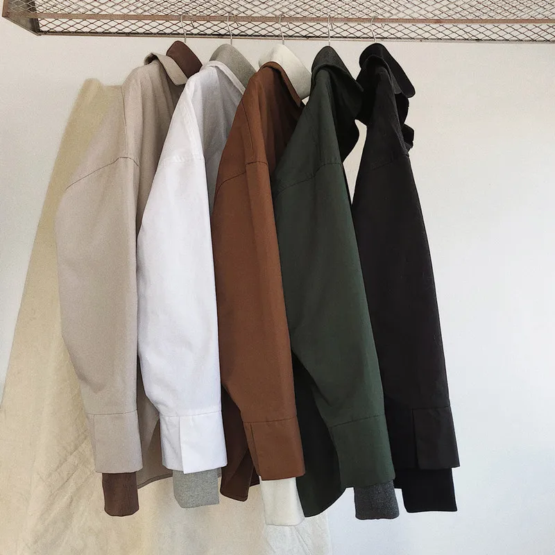 

2018 Spring New Pattern Han Banchao Male Solid Color Easy False Two Paper Rendering Shirt Man Leisure Time Long Sleeve Shirt