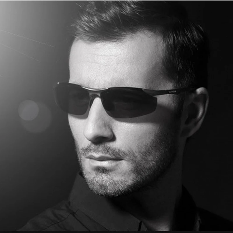 Kopen VEITHDIA Brand Designer Rimless Mens Aluminium Zonnebril Gepolariseerde Lens Mannelijke Zonnebril oculos de sol masculino Voor Mannen 6529