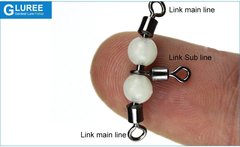 GLUREE-20Pcs-Copper-Triple-Swivel-With-Luminous-Beads-Solid-Ring-Crossline-Connector-Trigeminal-Swivel-Fishing-Tackle-Accessory_07