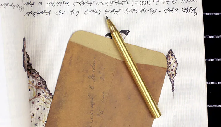 Высокое качество Роскошный Золотой минимализм сверхтонкая шариковая ручка канцелярские принадлежности из латуни медная Шариковая ручка для письма офисные школьные принадлежности