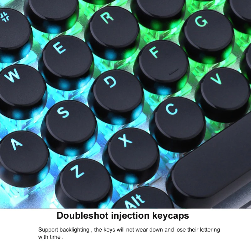  Typewriter Style Round Keycaps Double Shot Injection ABS Mechanical Keycap for Cherry MX Stem Backl