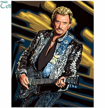 Peinture diamant carré/rond 5 d johnny hallyday, Jouer de la guitare, croix, broderie en plastique, artisanat