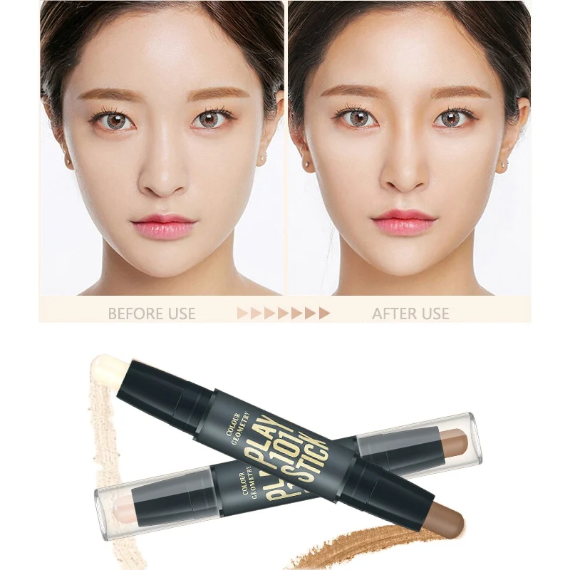 2019 Double-ended 2 in 1 Contour Stick Face Contouring Highlighter Pen Makeup Creamy Hide Blemish Bronzer Concealer Face Primer 2019 Double-ended 2 in 1 Contour Stick Face Contouring Highlighter Pen Makeup Creamy Hide Blemish Bronzer Concealer Face Primer