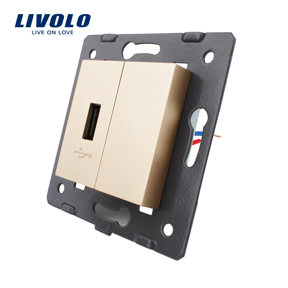 Livolo Белые пластиковые материалы, ЕС стандартный diy части, функциональный ключ для USB розетки, VL-C7-1USB-11(4 цвета