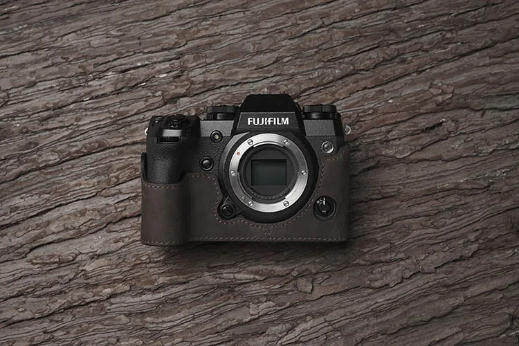 Cámara De Cuero PU Funda Cubierta botton media agarre para Fujifilm X-T1 XT1 Negro