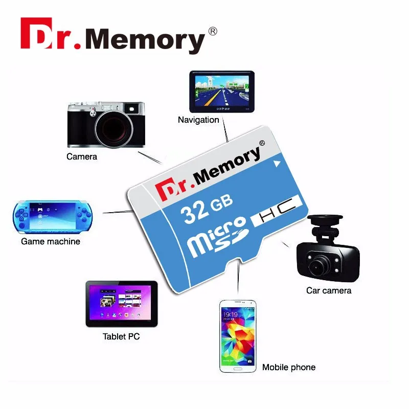 Dr. memory 64GB MicroSD XC Stick реальная емкость Синий Micro Sd карта Microsd карта памяти класс 10 TF карта 8G 16G 32G с адаптером