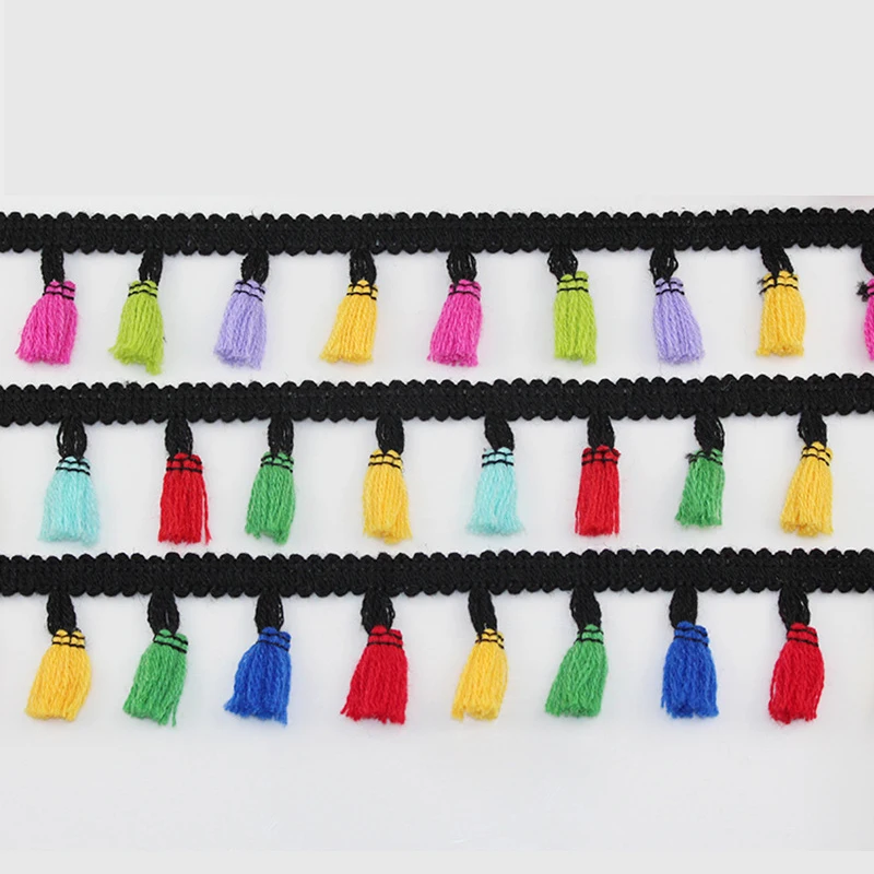 4Yards 4CM Cotton Lace Tassel Trim White Black Beige Lace Tassel Trim Ribbon Style Sewing Lace