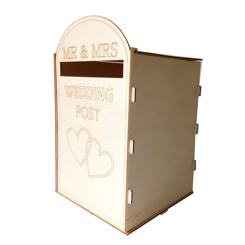 

Decorative Boxes Wooden DIY Postbox Decoration Household Decoration Crafts Wedding Decoration(with A Key)