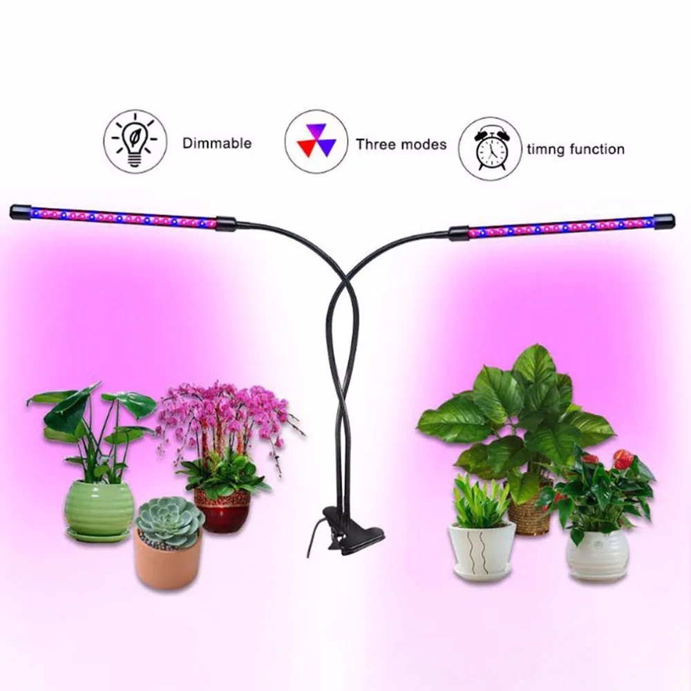 18 Вт Dual Head Гибкая светодиодный LED роста растений лампочки для завод для выращивания цветов, овощей Indoor парниковый эффект; Выращивание
