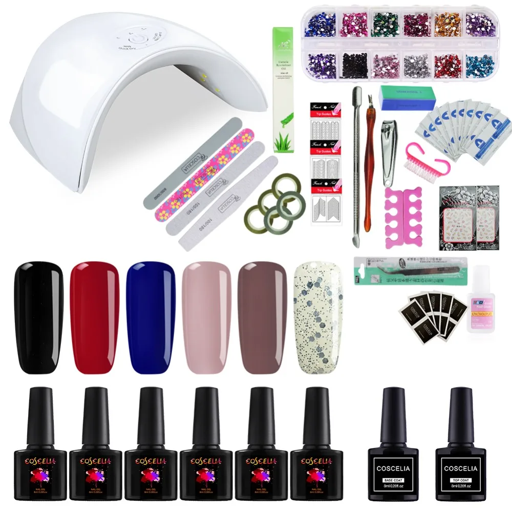

Manicure Set of Tools Set 36W LED Lamp 6 Colors Gel Nail polish Top Base Coat Varnishes Nail Art Tools Nail Set Painting Gel Set