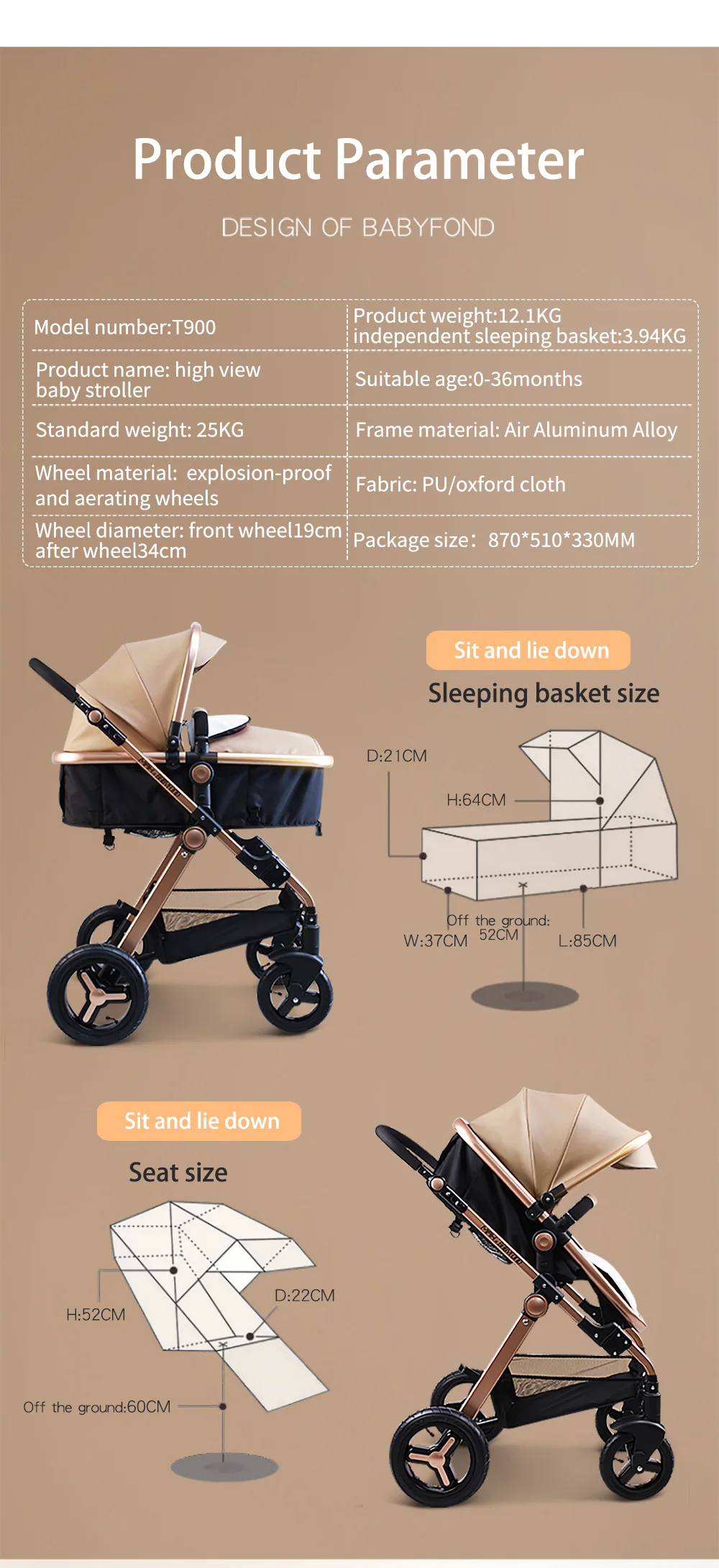 Европа 3 в 1 детские коляски и спальная корзина коляска для новорожденного 0 ~ 36 месяцев детская коляска Золотая рамка бренд