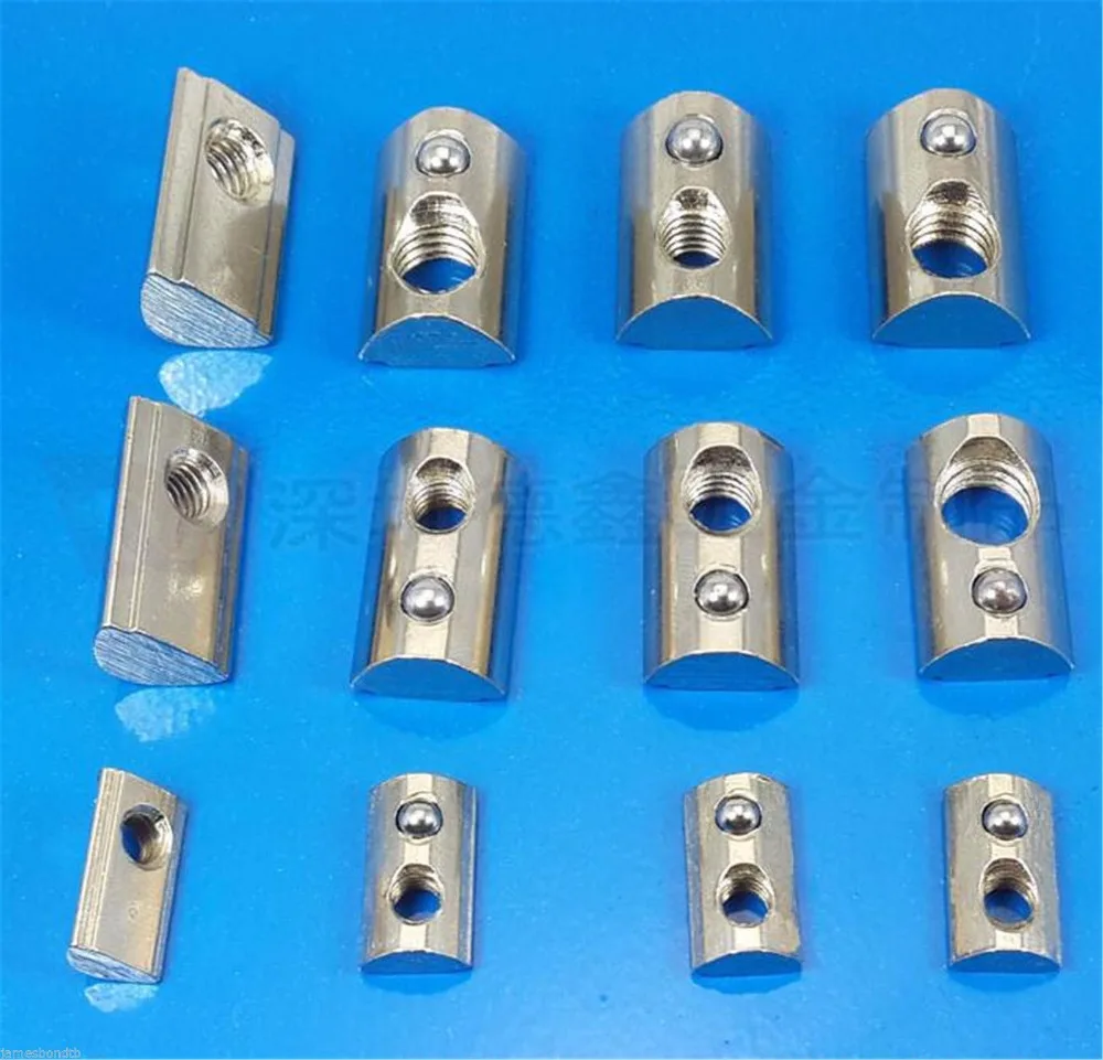 200pcs M3 M4 M5 M6 Spring Nut For 2020 Aluminum Profile Nickel Plated Round Roll T Slot Elastic