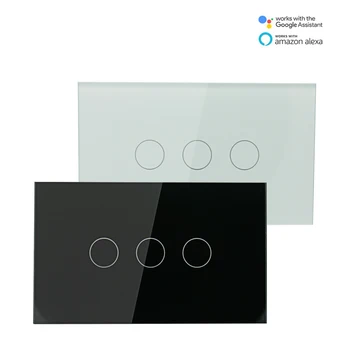 

Smart US 3gang Wall Touch Switch Remote Control WiFi Light Switch Voice control Work With Alexa Google Home IFTTT by Android ISO
