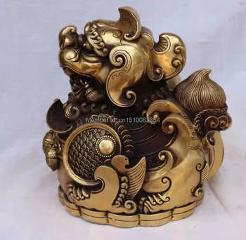 

12" Chinese Bronze Wealth Money Fly Guardian Beast Pixiu Chi-lin Unicorn States