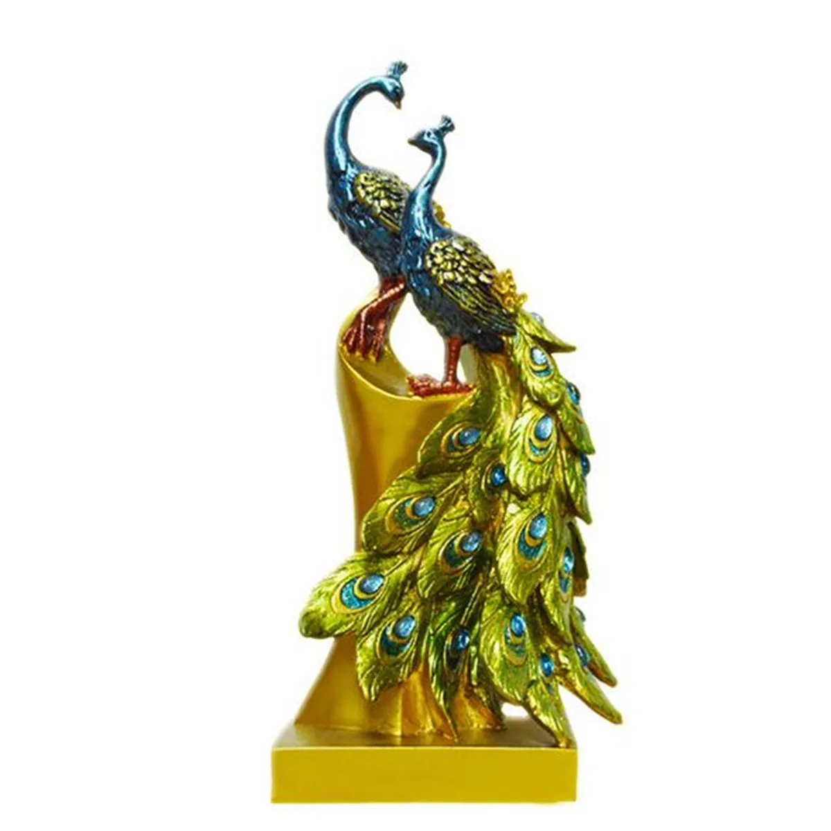 Exotic Resin Peacock Ornament Figurine Statue Craft Wedding Home Decor