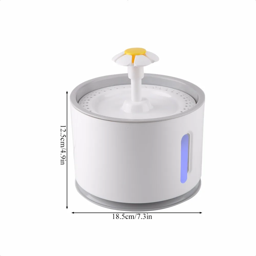 Pet Cat Dog Intelligent Feeder 2.4L LED Automatic Power-off Waterfall Pet Water Dispenser Drinking Fountain Filter