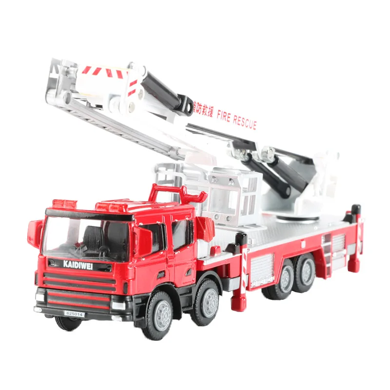 

KDW Lift-up Fire Engine Truck Model 1:50 Scale Alloy Fire Engine Car Toys For Collection Kids Toys