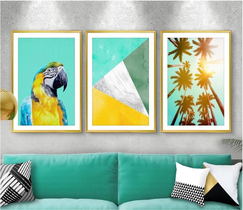 

Nordic Parrot Palm Tree Canvas Art Posters Canvas Prints Nordic Painting Wall Pictures for Living Room Decor