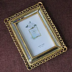 Европейский ретро Американский золото рамка для фото, с зеркалом подарок дома Свадебные украшения Small Luxury настольные Смола украшения для