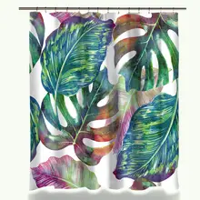 Креативный зеленый тропический растительный напечатанный набор занавесок для душа водонепроницаемый полиэфирный тканевый занавес и Противоскользящий коврик для ванной